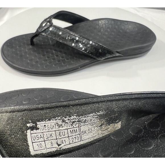 Vionic Tide Sandals Flip Flop Thong Black Supportive Sequin Strap Women Size 10 - Picture 14 of 15